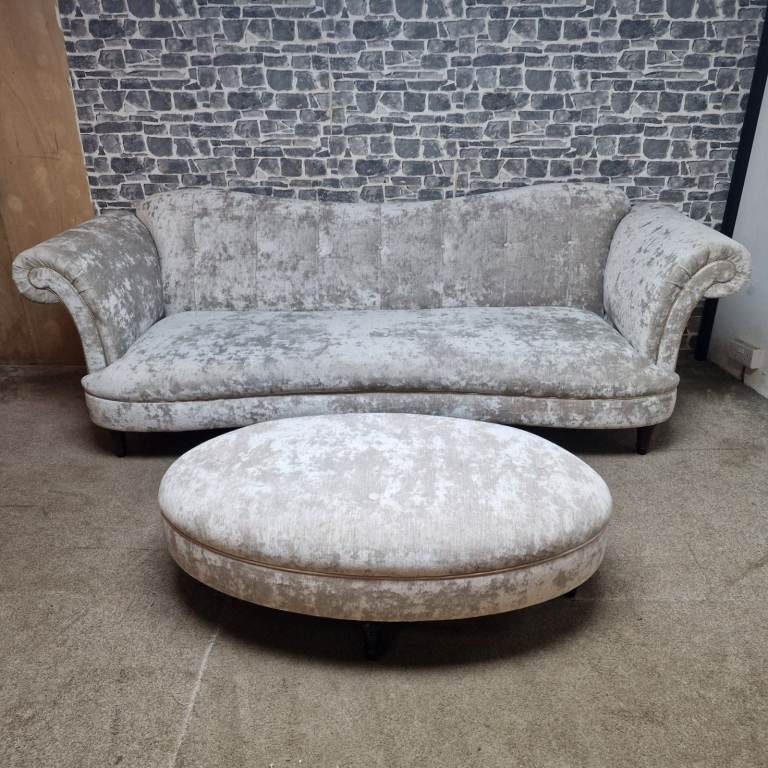 4 Seater Fabric Sofa with Matching Oval Footstool
