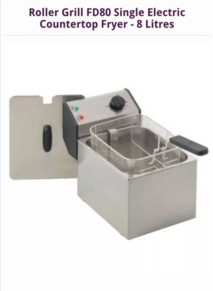 ROLLER GRILL FD80 COMMERCIAL DEEP FRYER - IDEAL FOR RESTAURANT / TAKEAWAY