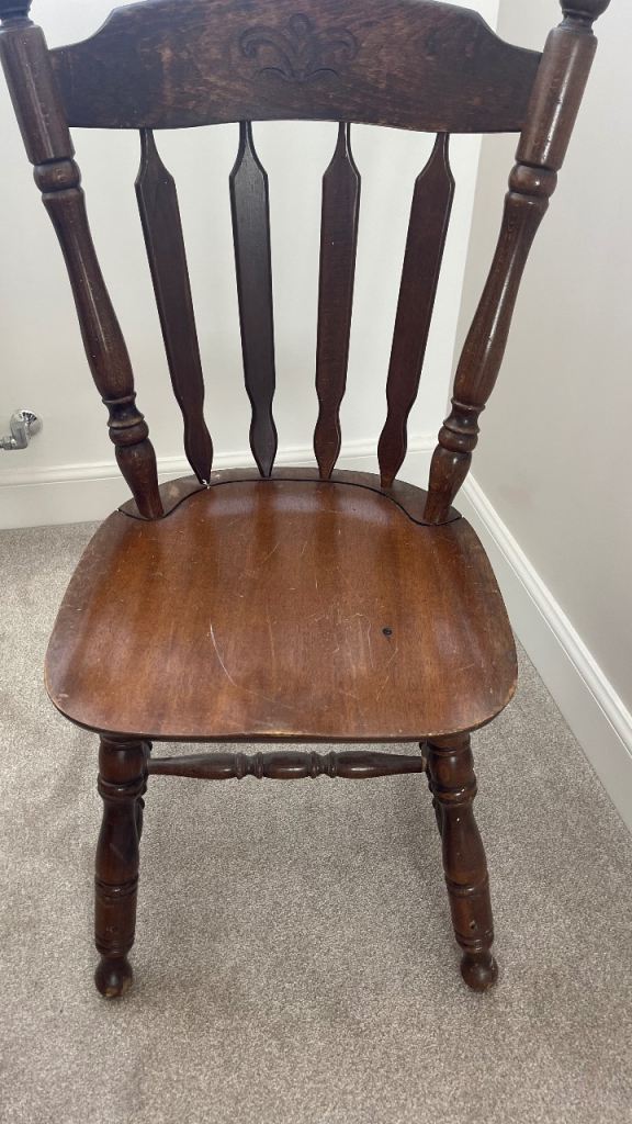Wooden Dining Chair – Brown, Fair Condition