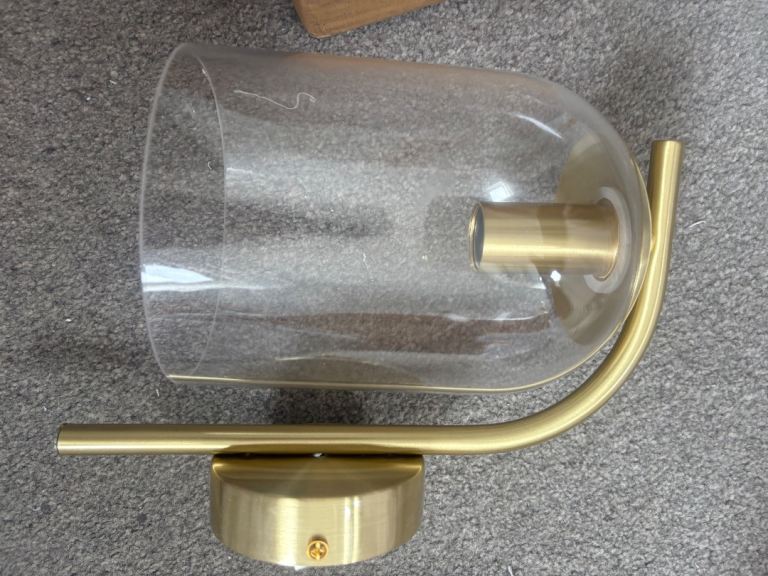 GoodHome Brushed Brass Wall Light with Clear Glass Shade