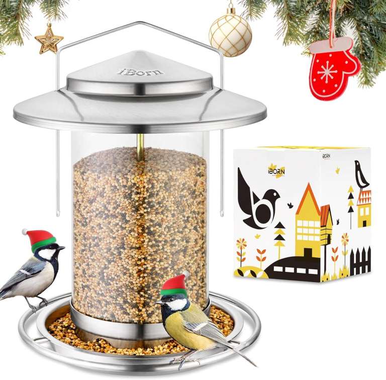 iBorn Metal Bird Feeder for small birds, (Seed is not Included)