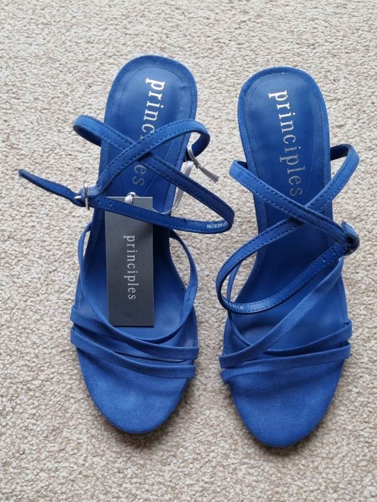 Principles New Blue Size 5 Sandals, 3 inch (8cm) kitten heel, ankle strap