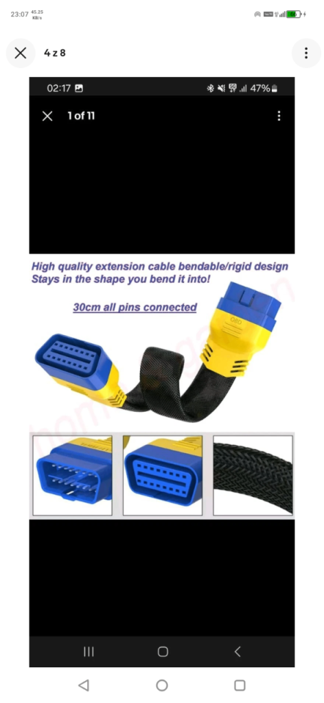 16 Pin OBDII Extension Cable Nylon Braided Flexible OBD2 Extension Cable 60cm UK
