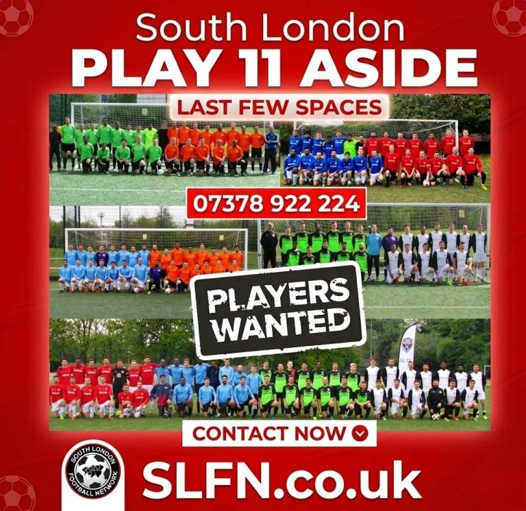  Play football in SOUTH LONDON Wimbledon, Clapham, Wandsworth. Weekly 11 aside team 