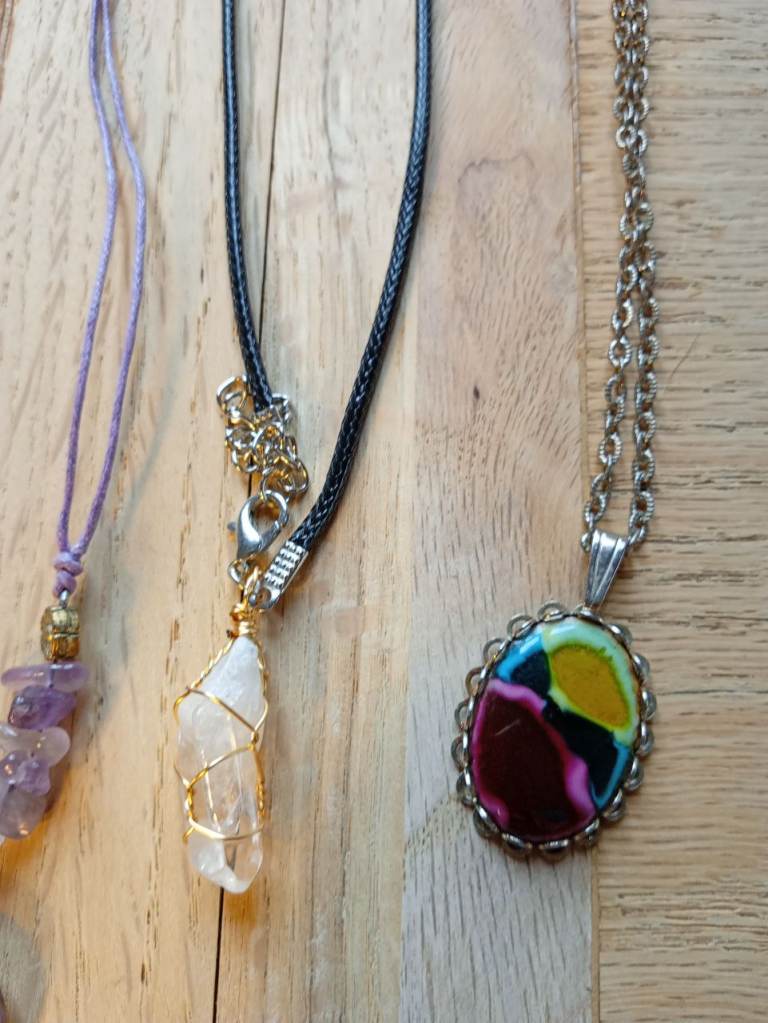 Set of 5 Stone & Crystal Necklaces – Good Condition