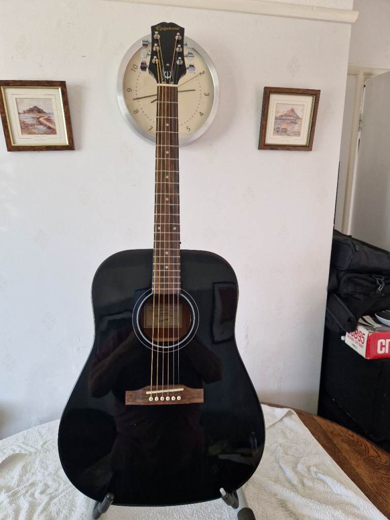 Epiphone Acoustic Guitar – Black, Good Condition