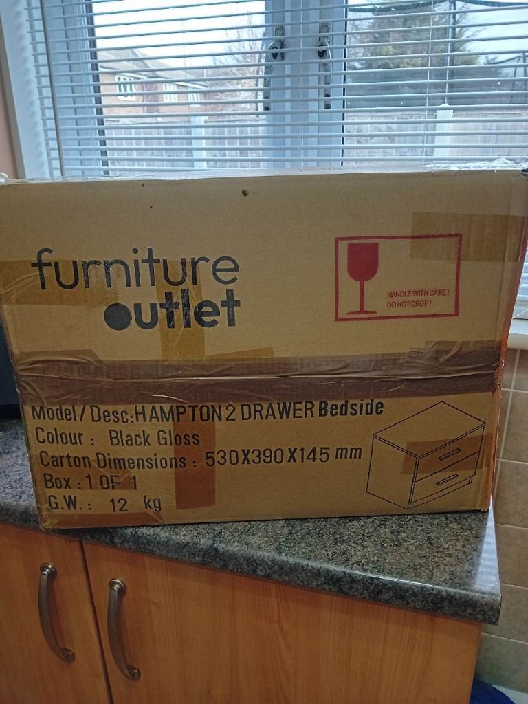 Glossy black bedside table - brand new