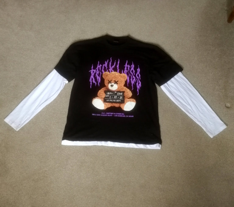 image for FSBN Unisex Reckless Partner In Crime Teddy Bear T-Shirt Medium Relaxed Fit 42 Inch