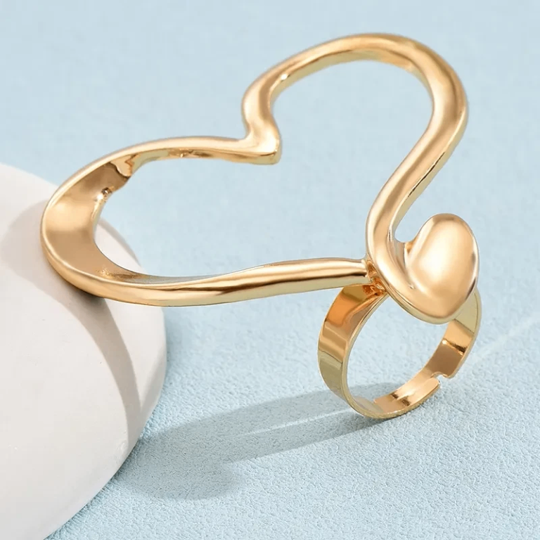 New Size Adjustable Oversized Heart Gold Toned Fashion Ring.POST OR COLLECT!