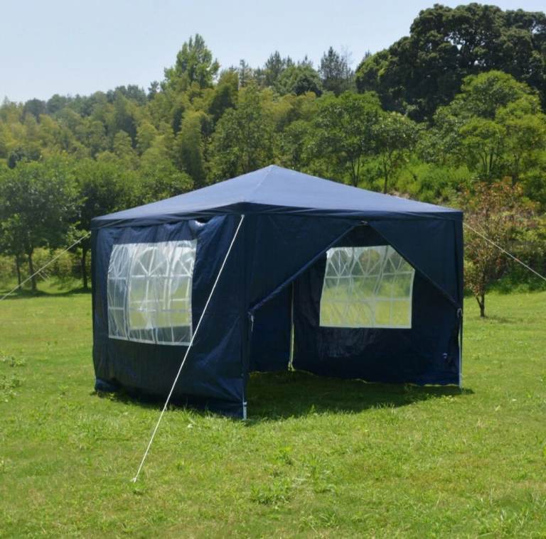 3x3m Gazebo With Side Panels Waterproof PE Garden Marquee Canopy 