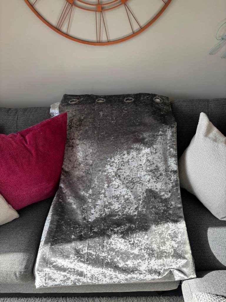 NEXT Grey Crushed Velvet Curtains