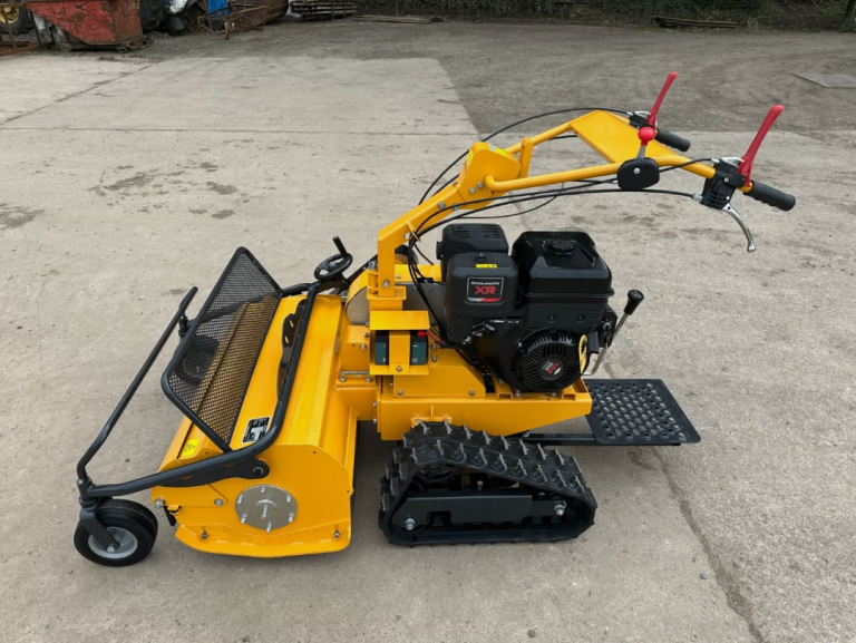 RAPTOR X Petrol Pedestrian Track Flail mower, stand on, Y Flails, Key Start 13.5HP Briggs & Stratton