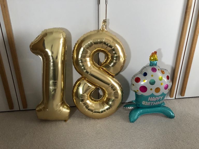 Birthday Decorations: '18' Balloons & Cupcake Balloon