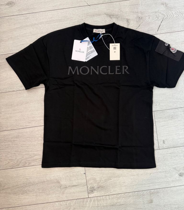 Moncler Black T-Shirt with Arm Patch – New with Tags