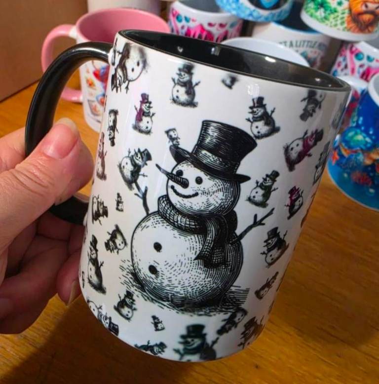 BNIB Snowman Christmas Mug - Black & White