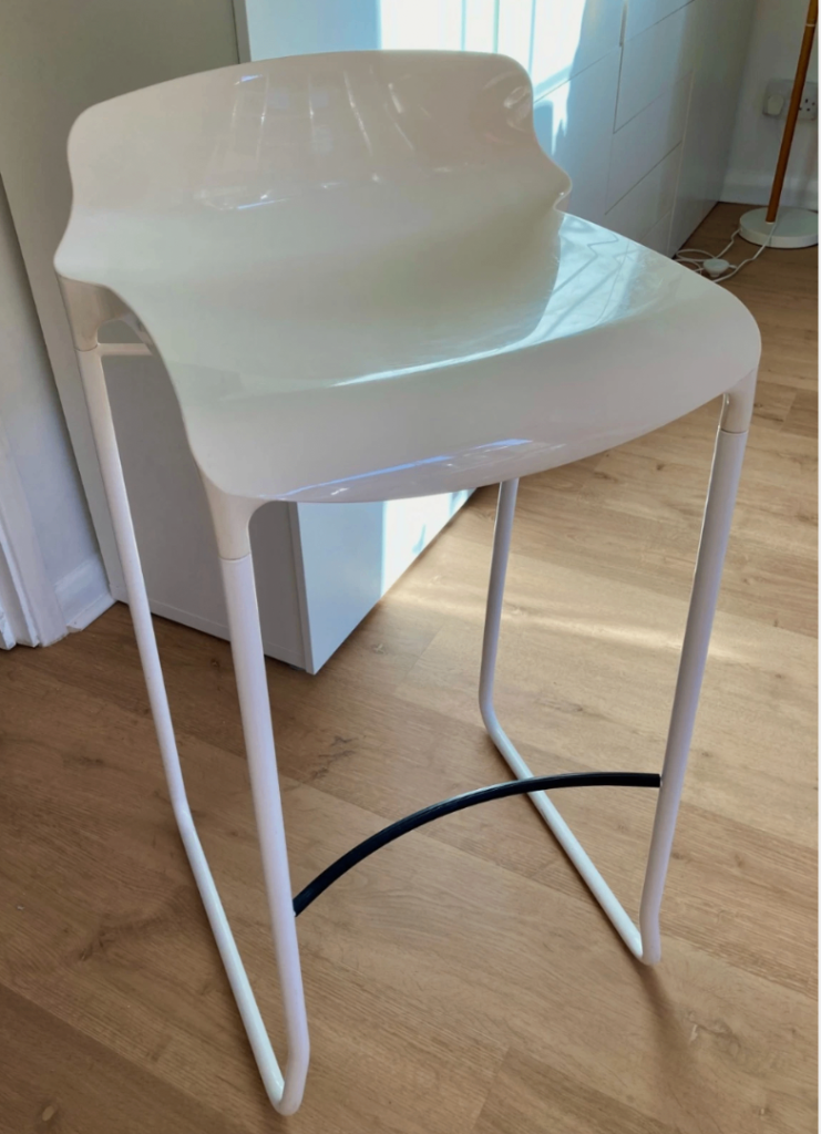 Share Pair of Casprini Tiffany stacking white bar stools Designer Marcello Ziliani 