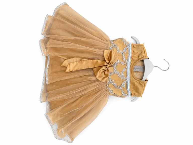 Kids Gold Party Dress with Tulle Skirt – As Good As New