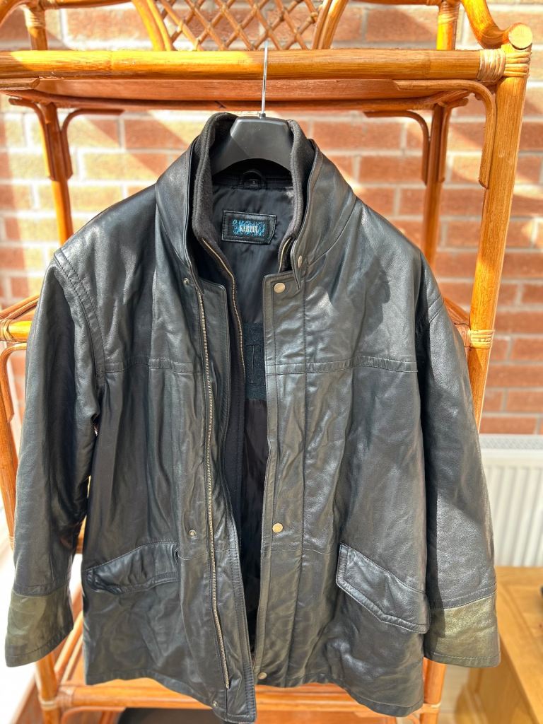 KARTEL Mens Leather Jacket Black Size Small - Good Condition 
