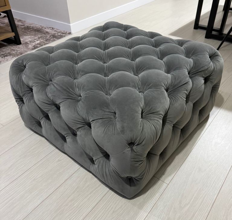 Grey Chesterfield Footstool