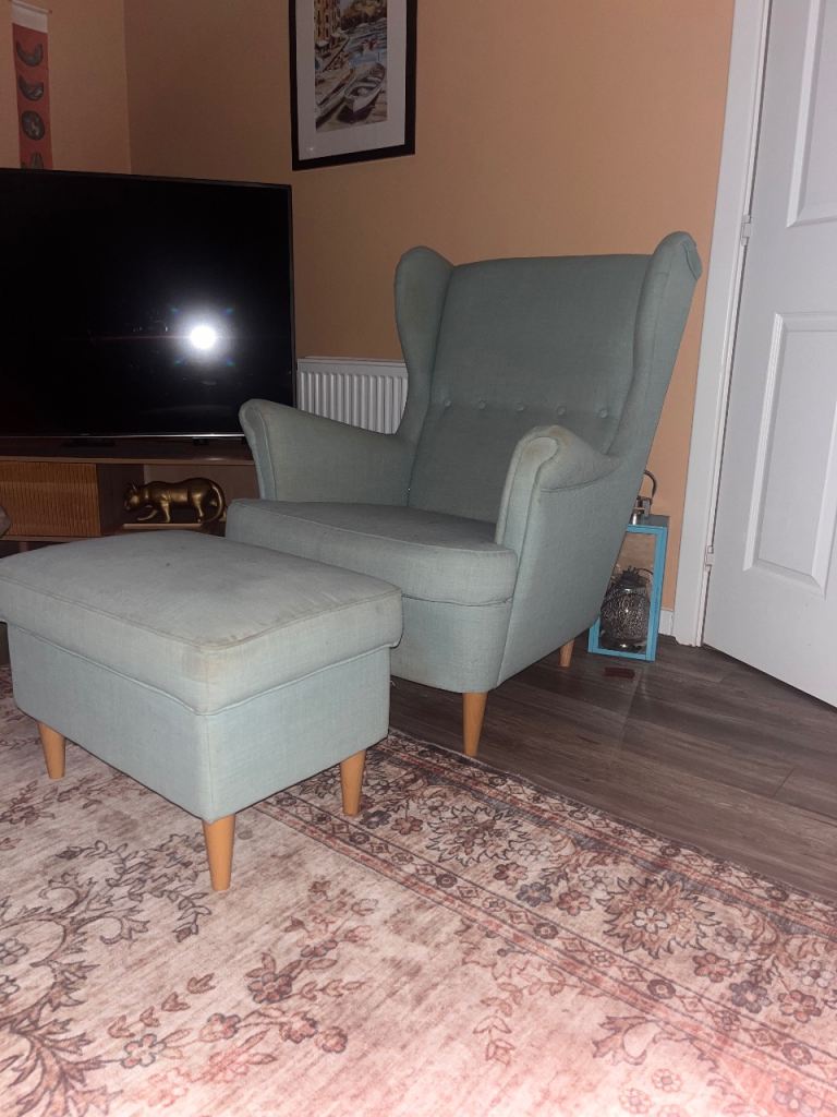 IKEA wingback chair and footstool 