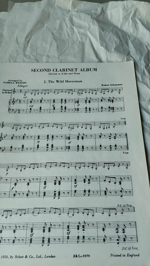 Selection of sheet music for clarinet