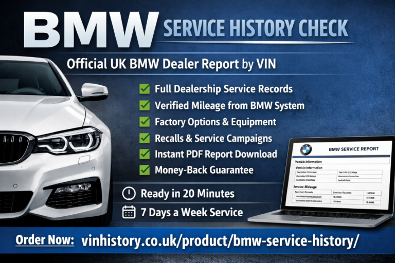 BMW Service History Check by VIN – Official UK Dealer Report (PDF)