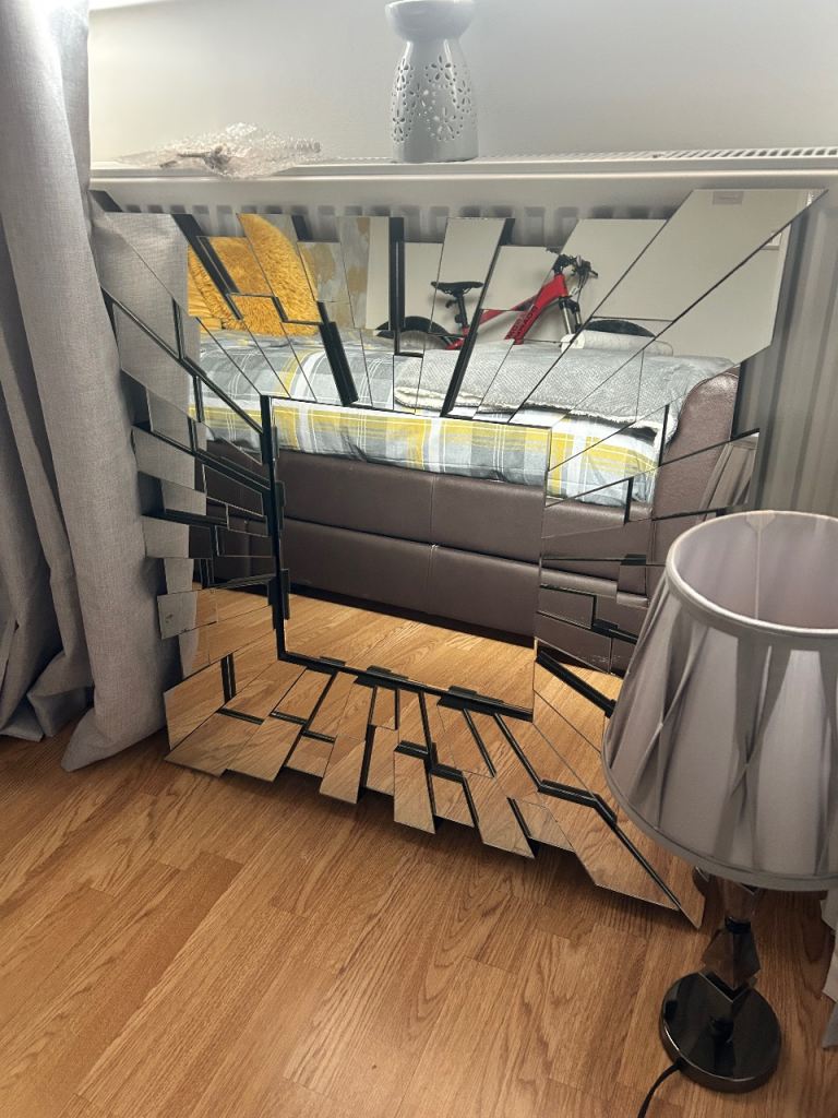 Decorative Silver Mirror - Sunburst Effect, Good Condition