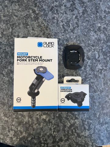 Quad Lock Motorcycle Fork Stem Mount + Vibration Dampener +