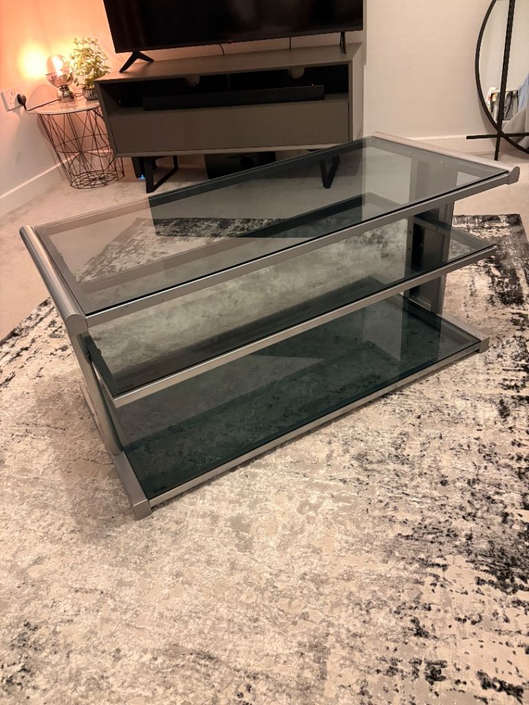 Grey / silver Glass TV Stand 