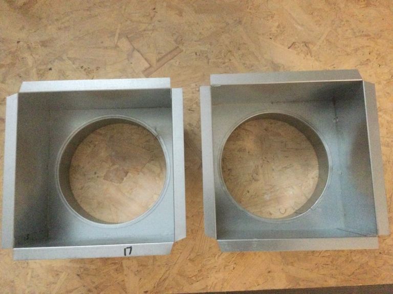 Grille box top entry plenum ventilation extractor fan ducting steel square round