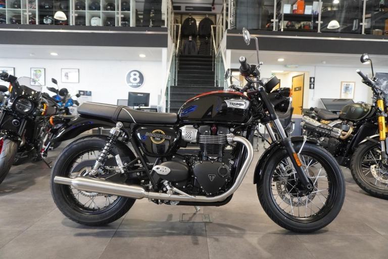 Triumph Bonneville T100, 2026, jet Black/ Diablo Red. IN STOCK NOW Only £10195.