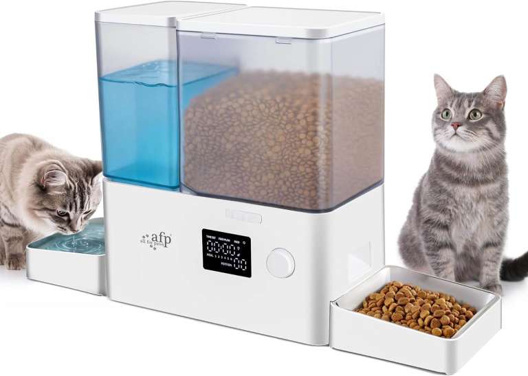 new in packaging - ALL FOR PAWS 2-In-1 Timed Automatic Cat Feeder and Water Dispenser