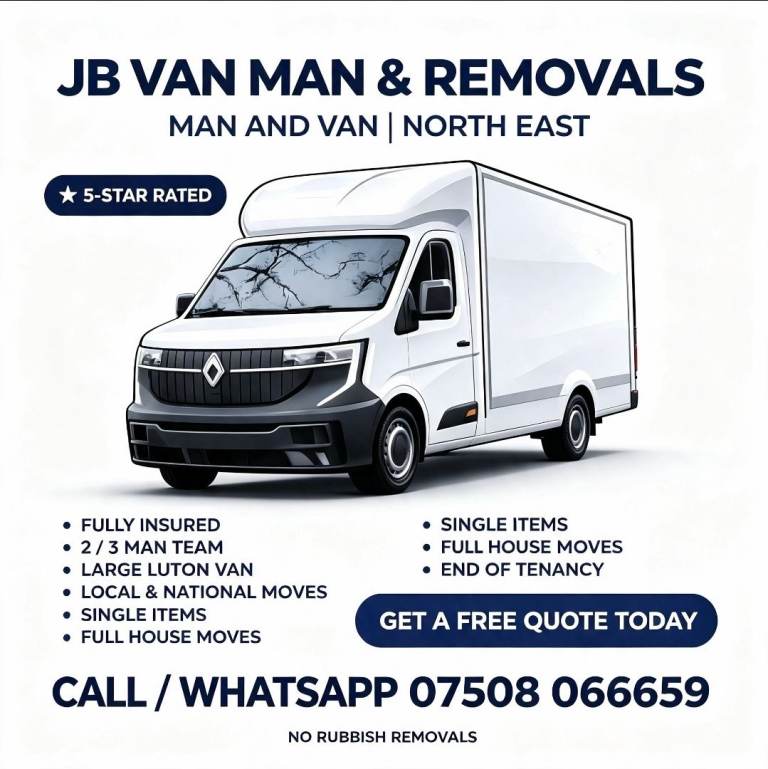 JB VAN MAN & REMOVALS - FULL INSURED | HOUSE REMOVALS  |  LARGE LUTON VAN 