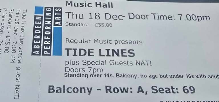 TIDE LINES Concert Tickets 