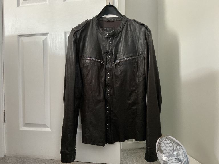 All Saints Quality Black Leather Jacket – Size Large, Worn Twice