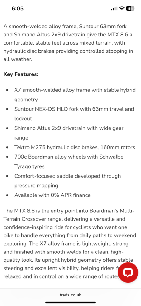 B/New 2026 Boardman mtx8.6 men’s large hybrid 