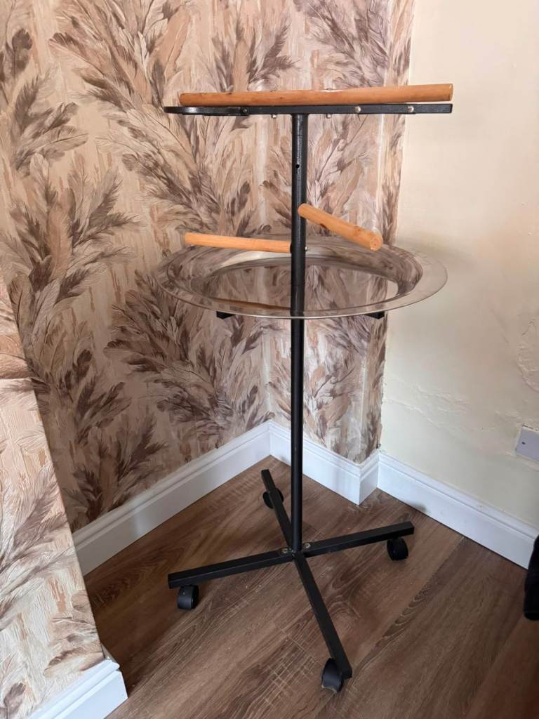 Bird Play Stand with Perches on Wheels. No feeding dishes. 