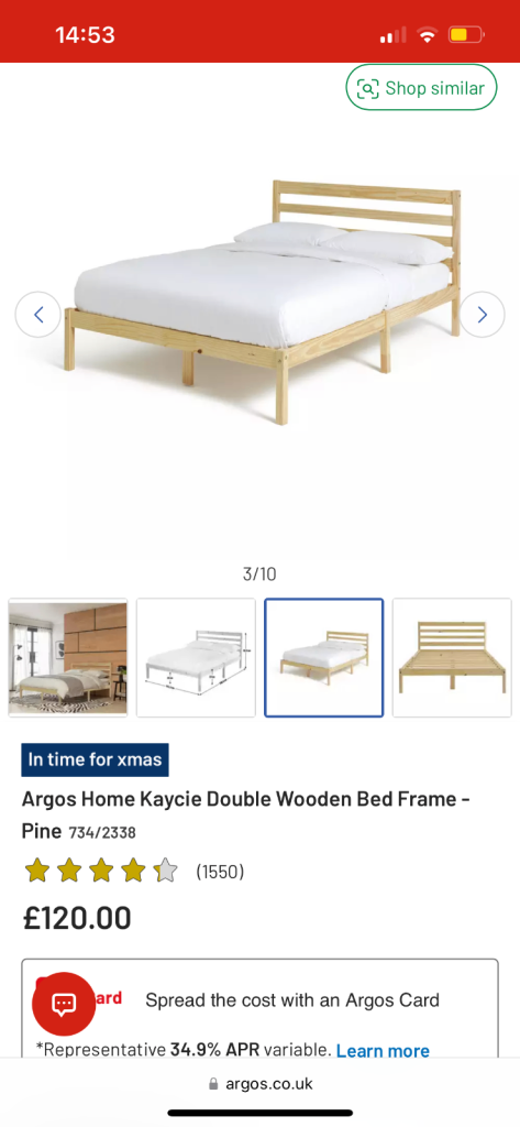 Argos Home Kaycie Double Wooden Bed Frame - Pine