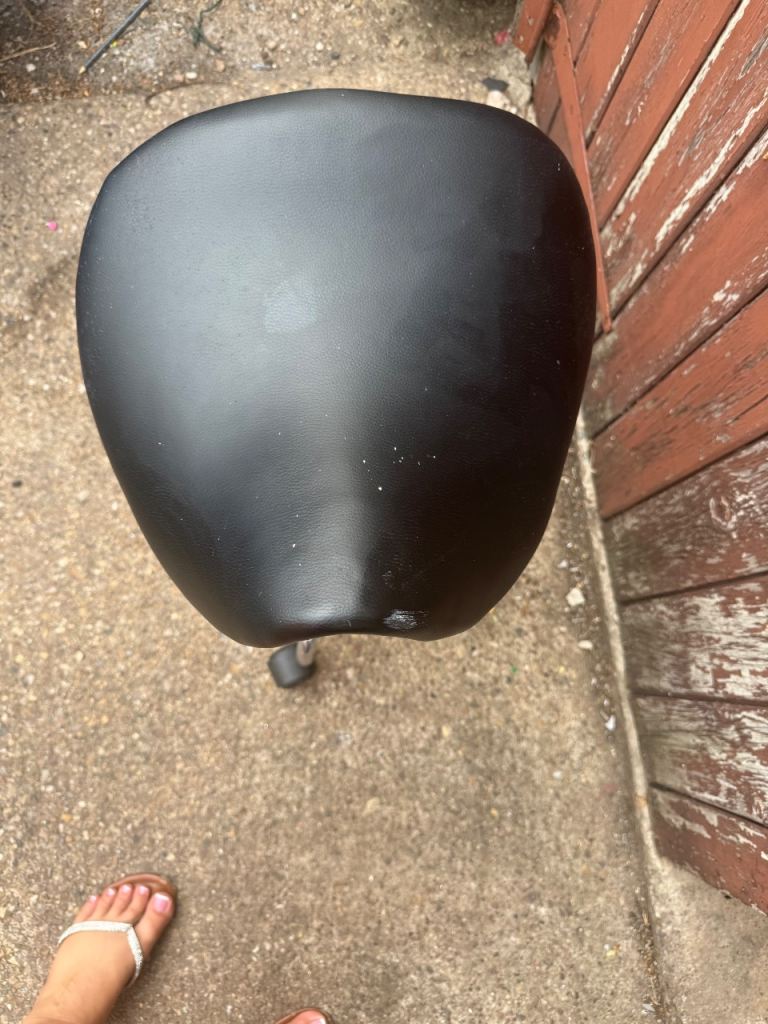 Black Adjustable Saddle Stool on Wheels – Good Condition
