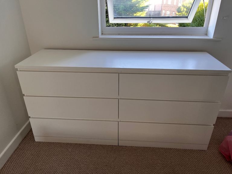 Ikea malm White Chest of 6 Drawers – Good Condition