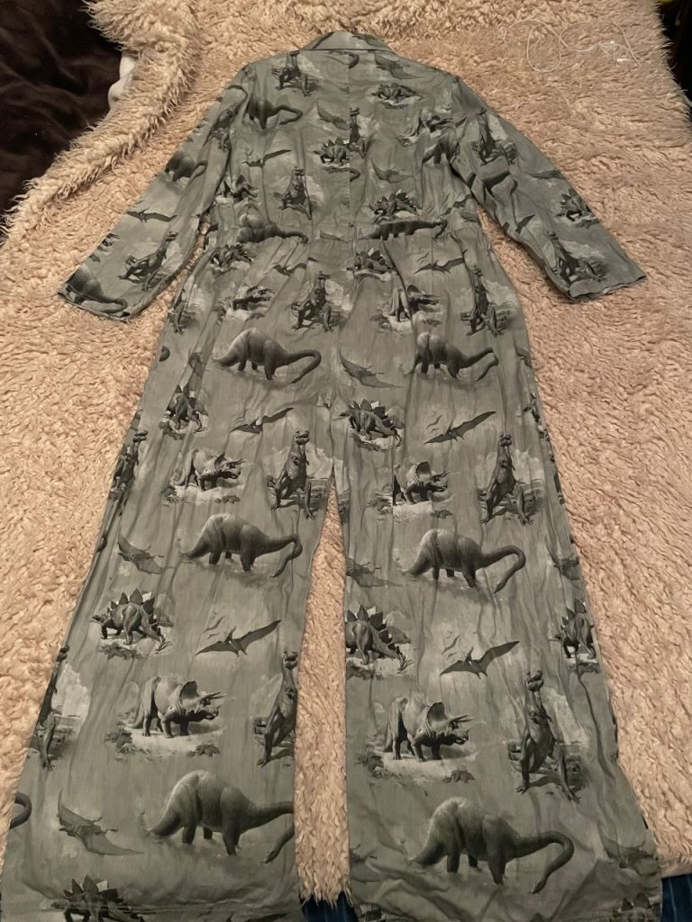 Ladies dinosaur boiler suit set, size 20. Natural history museum.