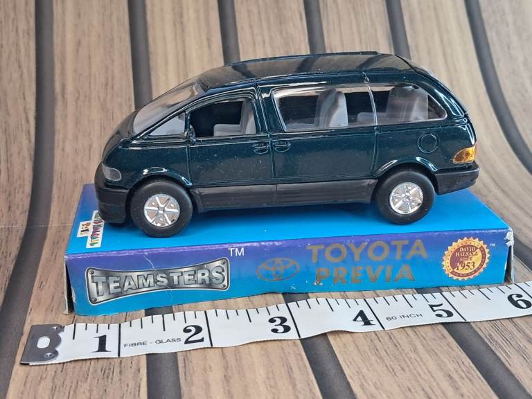Vintage Toyota Previa Model Car - 1990s blue green. Near perfect condition 1:34.  As seen 