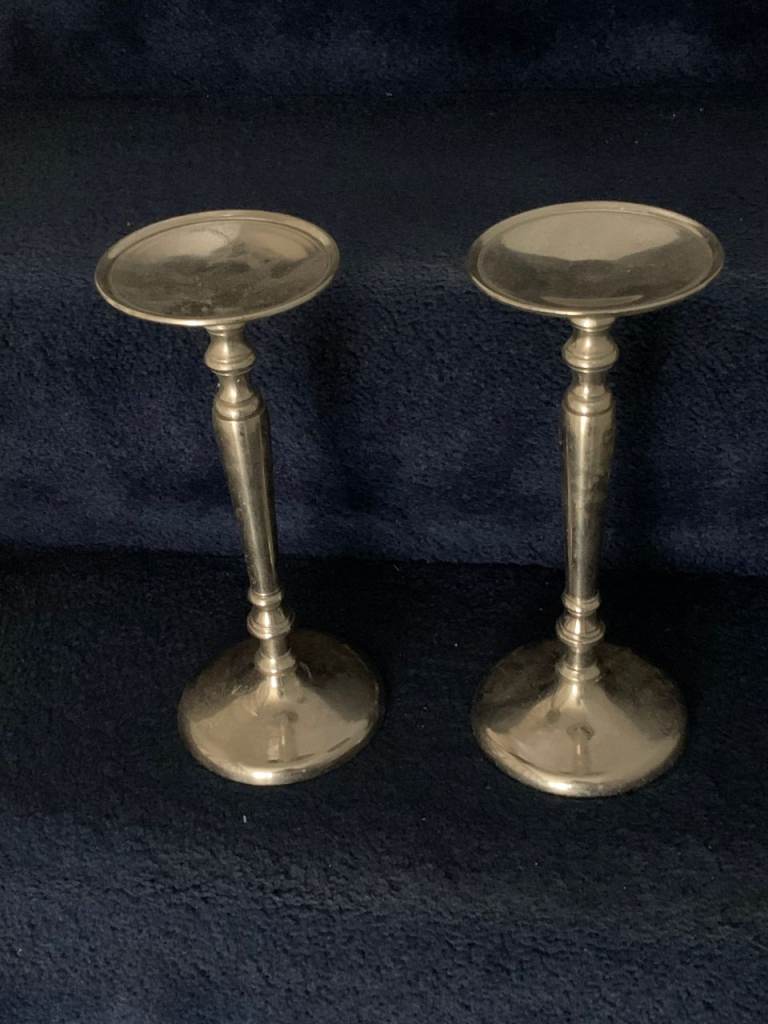 2 x Chrome Candlestick Holders