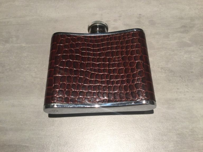 4 oz BURGUNDY NILE CROC LEATHER HIP FLASK