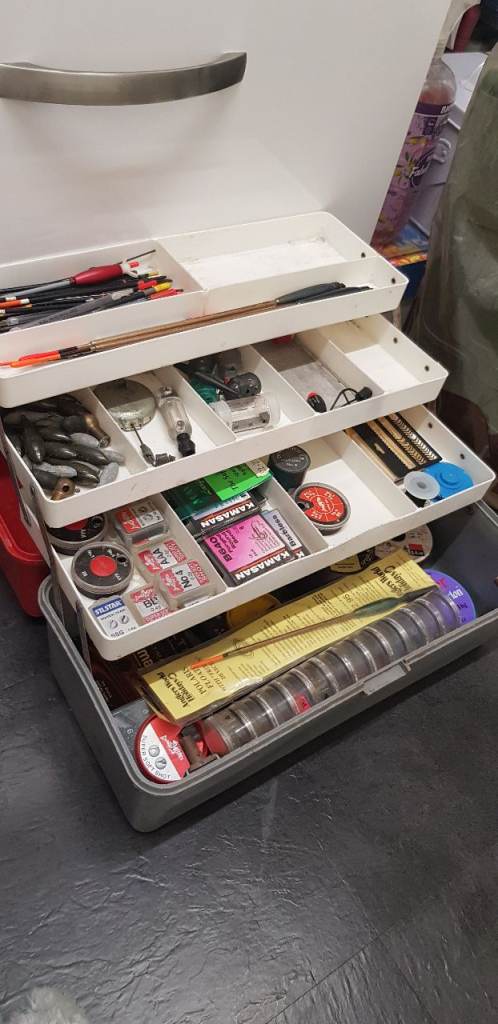 Fishing box with fishing items