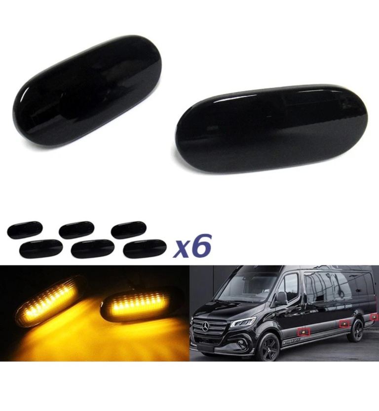 6x Black LED Side Marker Indicator Light For 14+ MB Sprinter 906 907 Crafter LCI
