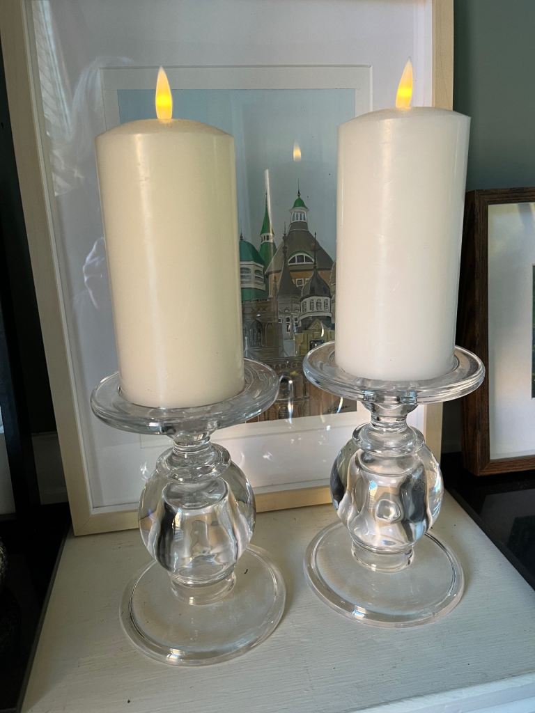 Two Glass Candlesticks