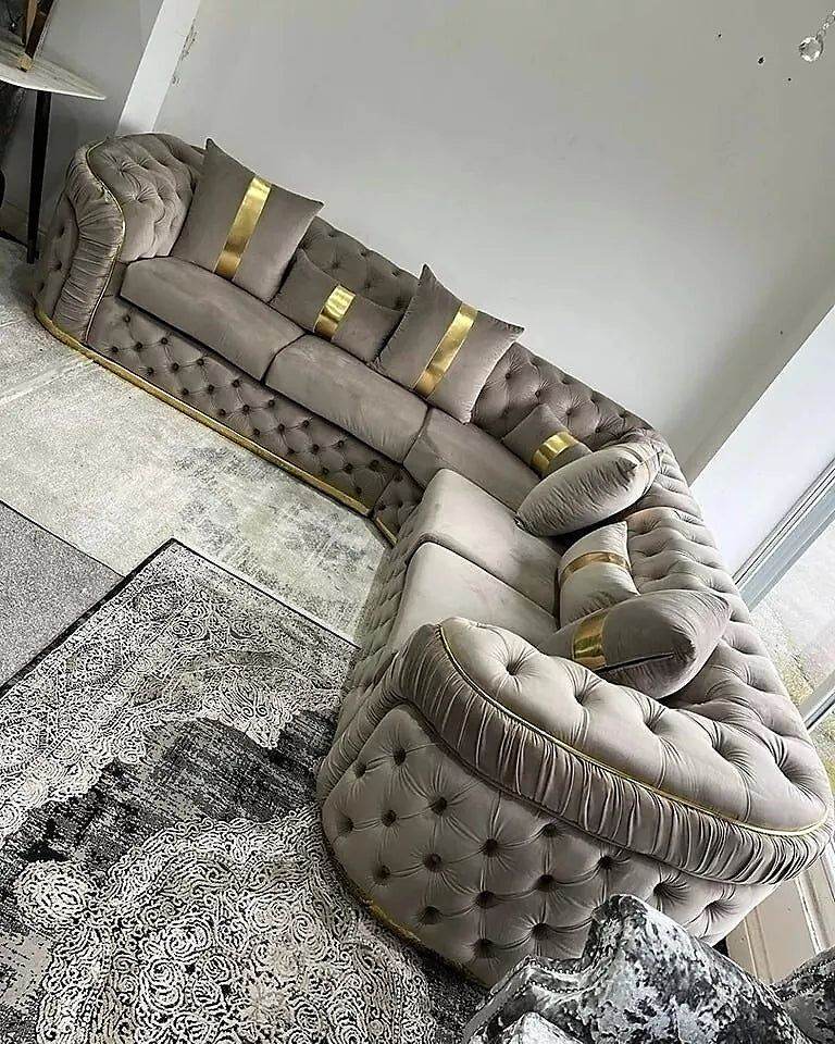 Ambassador Sofa Chesterfield Toronto Trim - L Shape Corner - Gold Trim