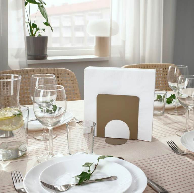 Napkin holder, light grey-brown, 13x12 cm