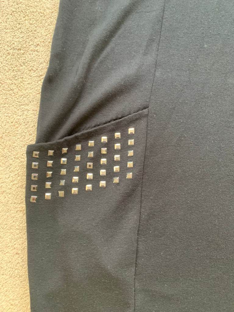 Black Pocket Stud Detail Slouch Dress from Roman UK size 16
